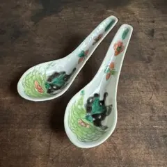 骨董　アンティーク　青花　蓮華　染付　清朝　れんげ　レンゲ　スプーン　スッカラ 骨董 アンティーク 青花 蓮華 染付 清朝 れんげ レンゲ スプーン