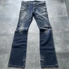 FUGA】鬼ヒゲ 立体加工 シワ加工 フレアデニムパンツ 44 00s Y2K 