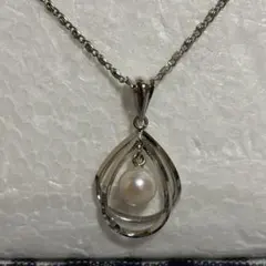 本真珠シルバーネックレス