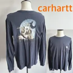 カーハートロングスリーブTシャツネイビメンズLサイズバックプリント7217