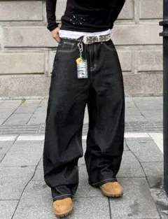 スーパーバギーデニムパンツ ブラック 値下げ交渉⭕️ - メルカリ