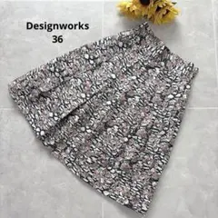 ⑨19 Designworks 花柄 フレアスカート 36 シルク混 日本製のサムネイル