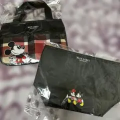 BLUE LABEL ミッキー チェック柄トートバッグ＆ポーチ2点セット