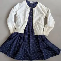branshes ブランシェス ドット柄ワンピース カーディガン 130