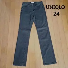 UNIQLO　ユニクロ　ストレートジーンズ　黒　24インチ　股上深め