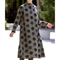 フロッキープリント ワンピース LL レディース 女性 ドット 体型カバー