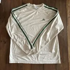 adidas アイボリー 長袖シャツ ストライプ