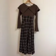 dazzlin ビッグカラーチェックコルセットワンピース