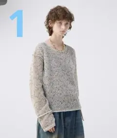 soerte ルーズスラブメッシュニットプルオーバー ベージュ １