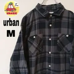 USA古着 URBAN ネルシャツ　M ブラック　グレー　チェックのサムネイル