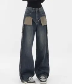 ダメージデニムワイド