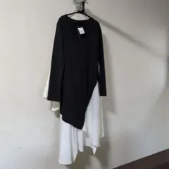 新品未使用　ブラック・ホワイト カットソーロングワンピース
