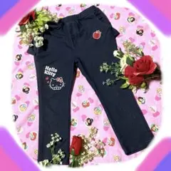 ✨超美品✨キティ女の子スカッツ110〜120㎝ネイビー　デニム調ストレッチ可愛い