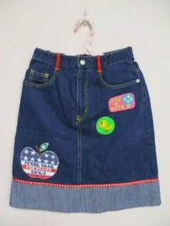ANGEL BLUE デニムスカート ワッペン 刺繍 S140cm ネイビーのサムネイル