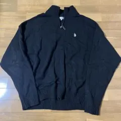 U.S. POLO ASSN. 黒ニットハーフジップセーター Lサイズのサムネイル