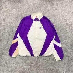 ナイキ 90s 銀タグ ナイロンジャケット XL 刺繍ロゴ 白 紫 パープル