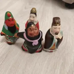 中国　郷土玩具　土人形　泥人　蜀軍　三国志　劉備　諸葛亮　関羽　張飛　武将
