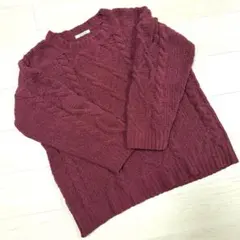 Khalita ケーブルニット 長袖セーター レッド