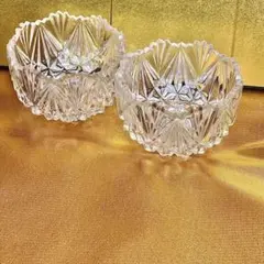 【美品】カットガラス 小鉢 2個セット クリスタル調 ガラスボウル 冷やし鉢のサムネイル