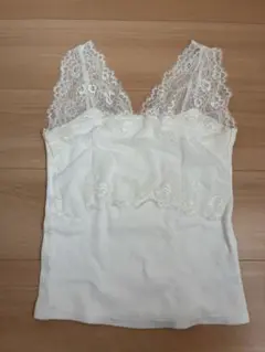 mysty woman レースタンクトップ レースキャミ リブニット 白のサムネイル