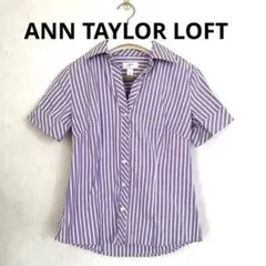 ANN TAYLOR LOFTレディース 半袖シャツ ストライプトップスパープル