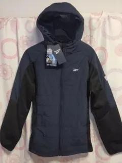 Reebok★新品★薄手★フード付き★異素材切替ジャンパー★紺黒 M