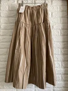 【新品】BEAMS HEART ブラウン　ストライプ フレアスカート