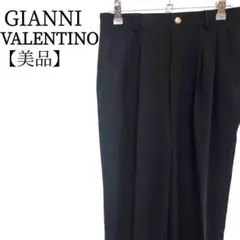 【美品】GIANNI VALENTINO　フォーマル　ロゴ タック入りスラックス