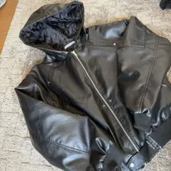Figments フード付きレザージャケット