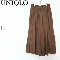 ユニクロ　UNIQLO プリーツロングスカート シフォン風　L フレアシルエット