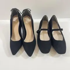 お得セール　黒のハイヒールとフラットパンプスの二足　24cm
