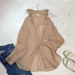美品 allureville オーガンジー シアーシャツ 長袖 ブラウン 2のサムネイル