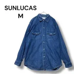 サンルーカス　ダンガリーシャツ　デニム　ワーク　Ｍ　長袖　濃紺