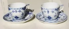 ロイヤルコペンハーゲン ブルーフルーテッド ハーフレース カップ&ソーサー