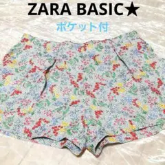 ZARA BASIC 小花柄ドット ショートパンツ フレアー　おしゃれ 短パン