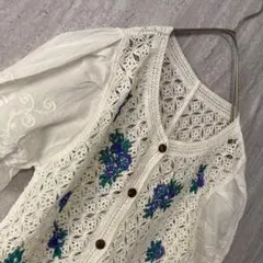 77circa アンティークレースシャツ クロシェシャツ リメイク 再構築 