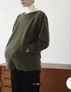 CLANE クラネ　BOAT NECK BOA TOPS カーキのサムネイル