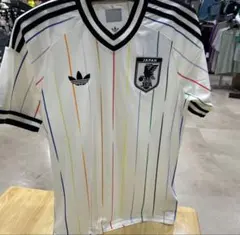 美品】サッカー日本代表 アウェイ ユニ レインボーストライプ 白 XL