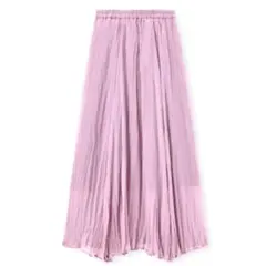 GU ワッシャーフレア プリーツ ロング スカート シフォン素材　パープル　Sのサムネイル