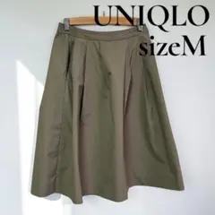 ユニクロ ハイウエストドライストレッチタックスカート M ベージュのサムネイル