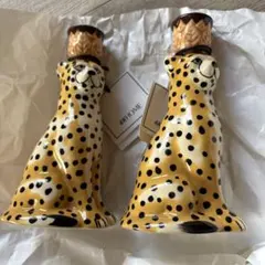 【タグ付未使用】H&M HOME チーター キャンドルホルダー 2個セット