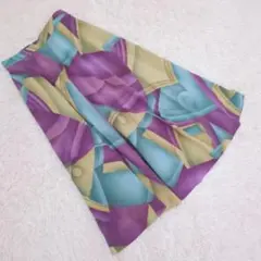 【エスポーラスター】(S相当) ミセス幾何学模様 フレアロングスカート レトロ