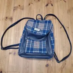 Harris Tweed 青系チェック リュックのサムネイル