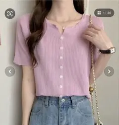 最終価格！LAUIR❤︎現行販売品！半袖ニットトップス⭐︎2WAY⭐︎超美品！のサムネイル