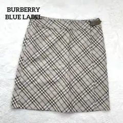 BURBERRY BLUE LABEL ノバチェック スカート ホースロゴ 金具