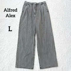 Alfred Alex ヴィンテージメイク　ワイドデニムパンツ　グレー　男女兼用