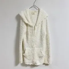 ジェラートピケ　フリース フード付きルームウェア ホワイト