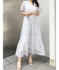 MERCURYDUO プリーツティアードワンピース Mサイズ ライトグレー