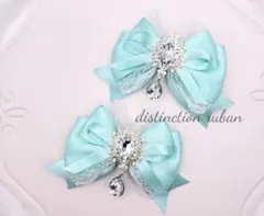 ヘアクリップリボン サテンミントグリーン量産型 ロリィタ 地雷系