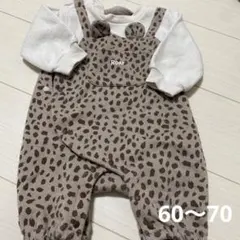 (60〜70)くま　長袖　裏起毛　ロンパース